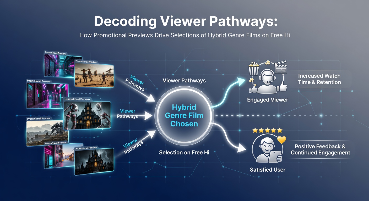 Analytics dashboard showing viewer pathways from previews to hybrid film selections on worldwide HD platforms
