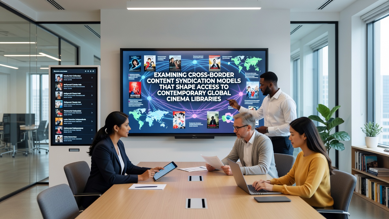 Global cinema distribution networks connecting studios and streaming platforms across continents
