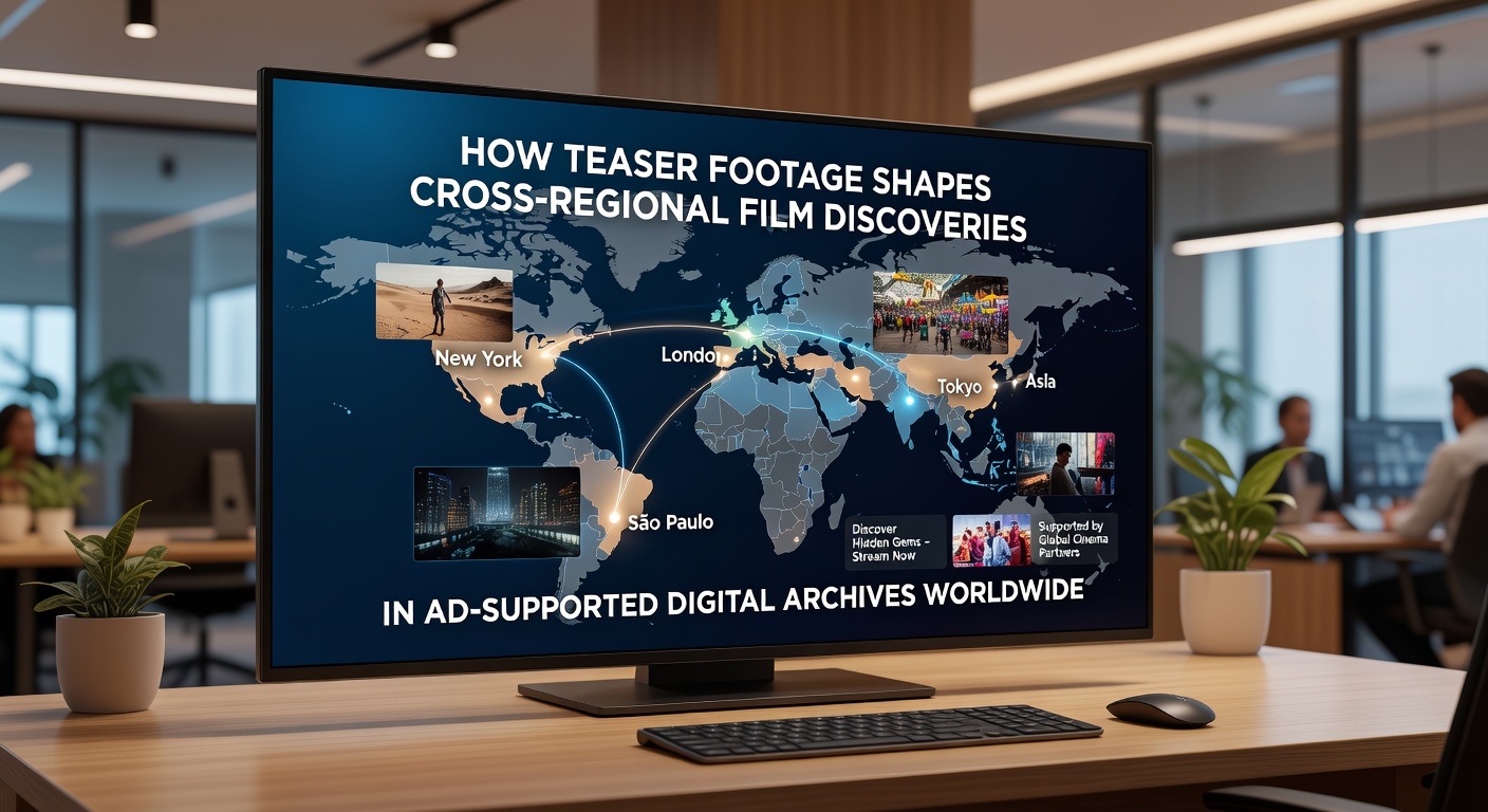 Global users engaging with teaser content on ad-supported streaming platforms showing diverse regional film selections