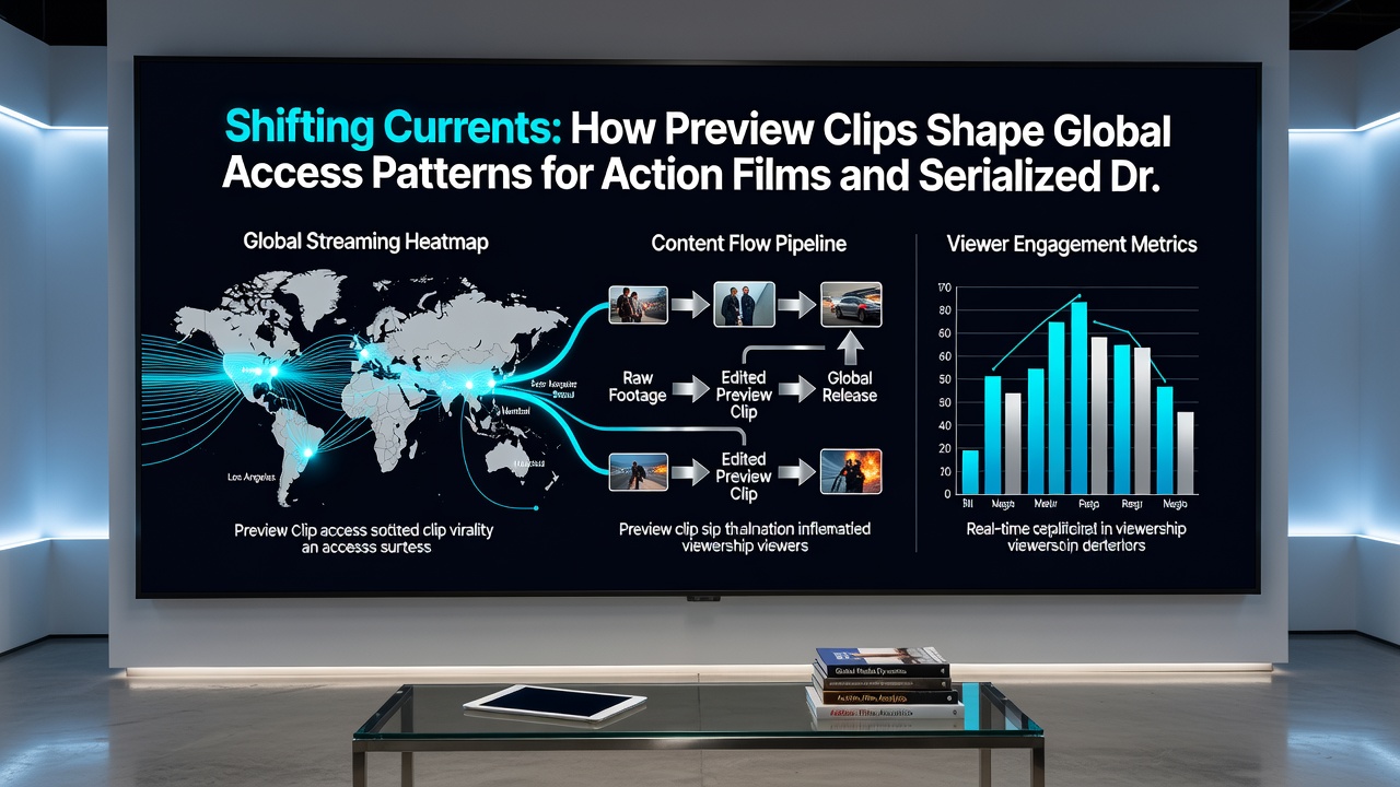 Global map overlay showing access patterns influenced by preview clips for films and dramas