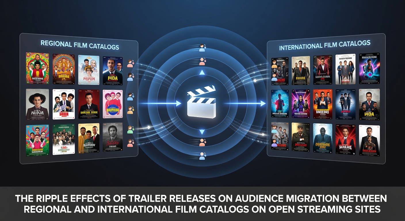 Visual representation of audience migration patterns between regional and international film catalogs on streaming platforms after trailer releases