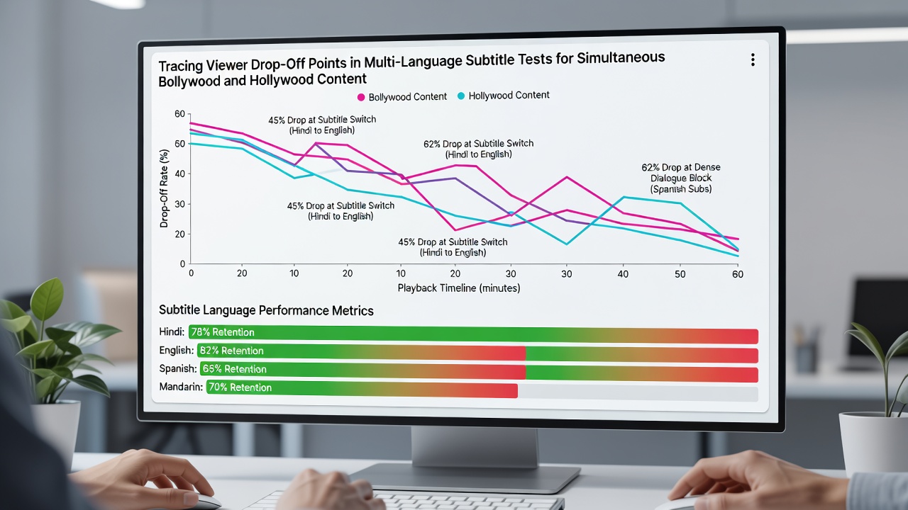 Analytics graph displaying subtitle performance across Bollywood and Hollywood simultaneous releases
