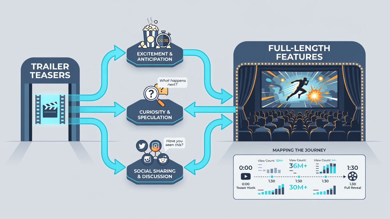 Mapping audience progression from teaser clips through marketing layers to complete cinematic features in multiple traditions