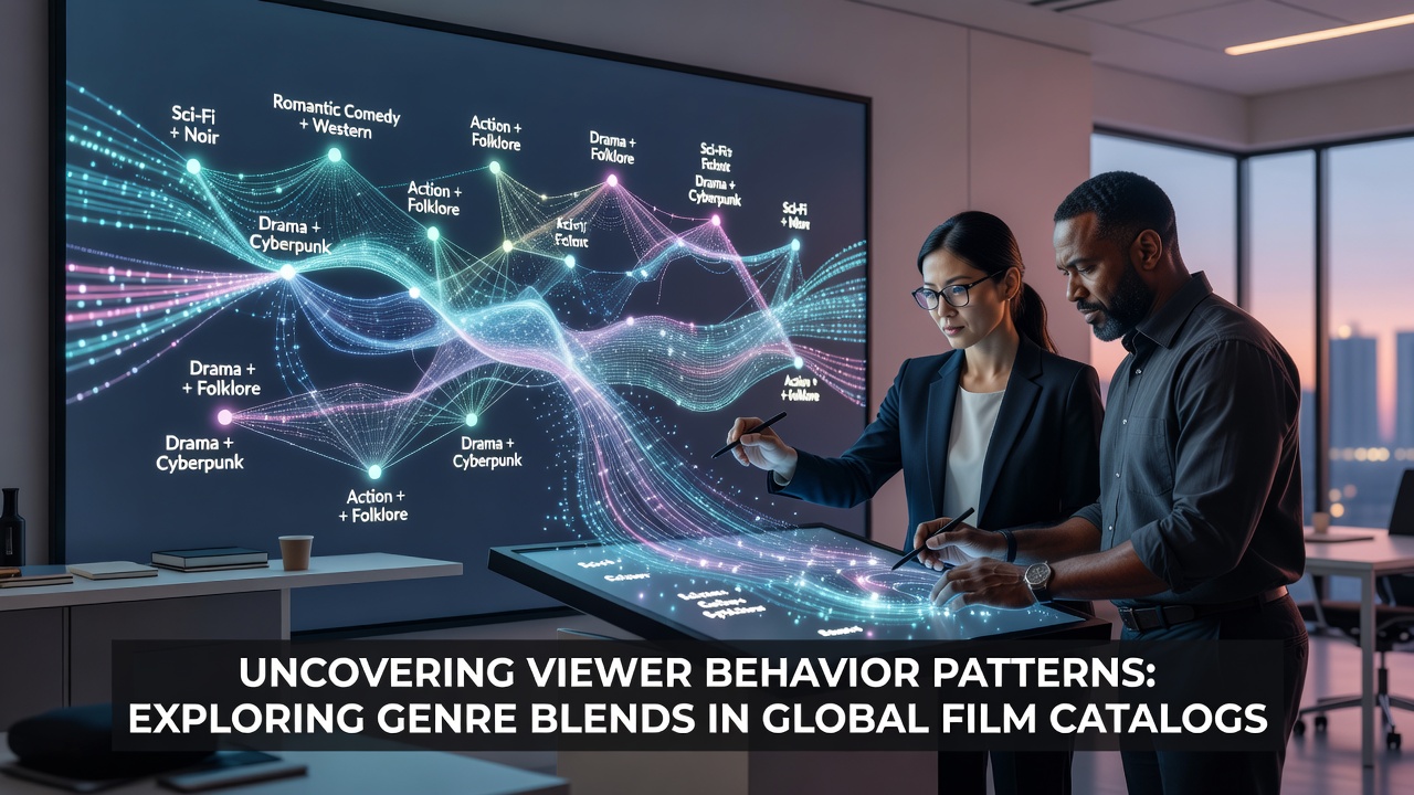 Charts and graphs showing viewer navigation paths through blended film genres worldwide