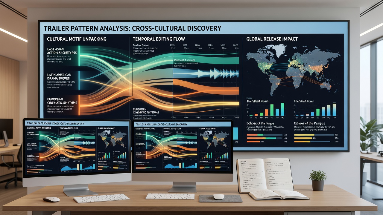 Analytics dashboard showing trailer performance metrics for action and drama releases on global streaming platforms